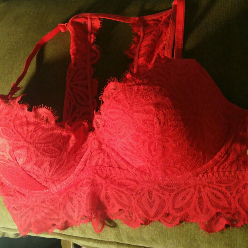 PINK size L Rebel Pink lace racerback bralette NWO